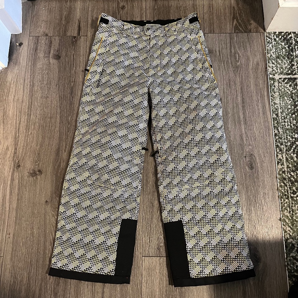 Used Obermeyer Ski Pants - Size Juniors 14, Yellow, Black, and White